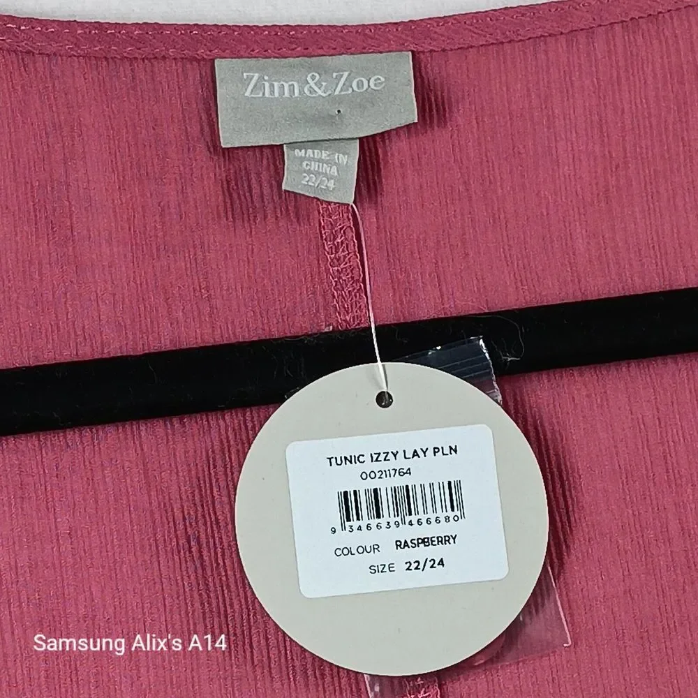 Zim & Zoe by‎ City Chic Raspberry Pink Plain Layered Tunic Top 3XL